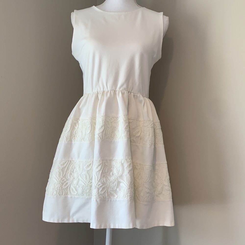 bar III | Knit Fit & Flare Lace Dress | X-Large